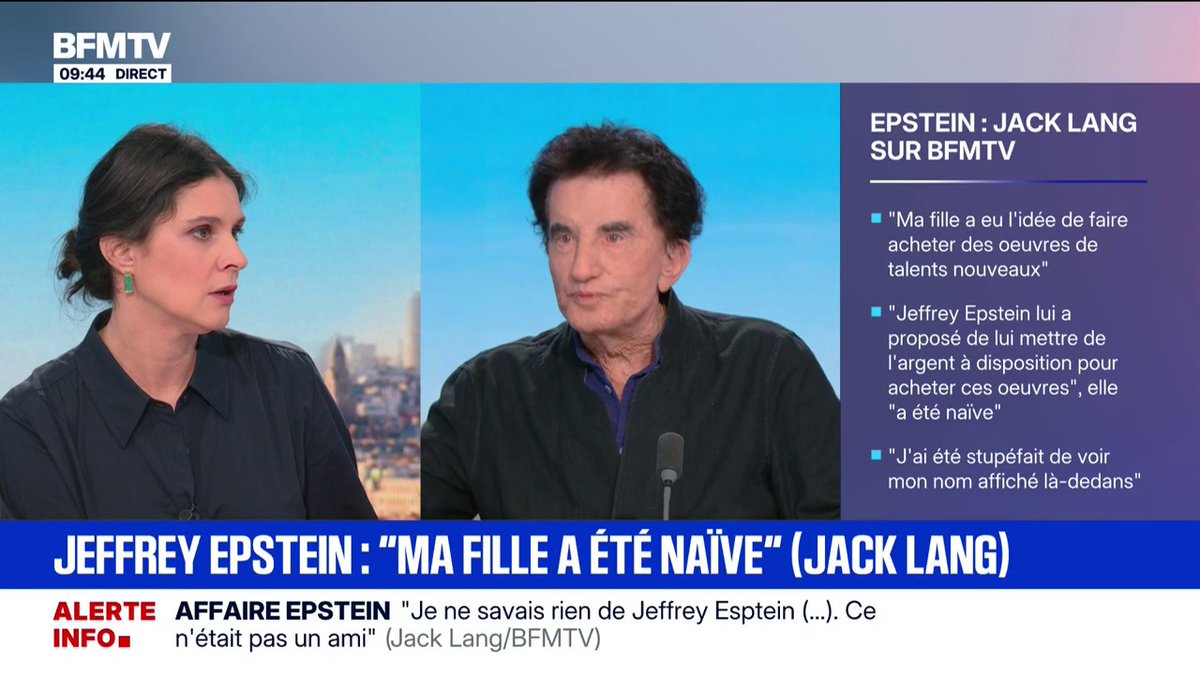 💬"Solliciter un mécène n'est pas un délit" Jack Lang indique avoir demandé de l'argent à Jeffrey Epstein l'année précédant sa mort pour financer un film