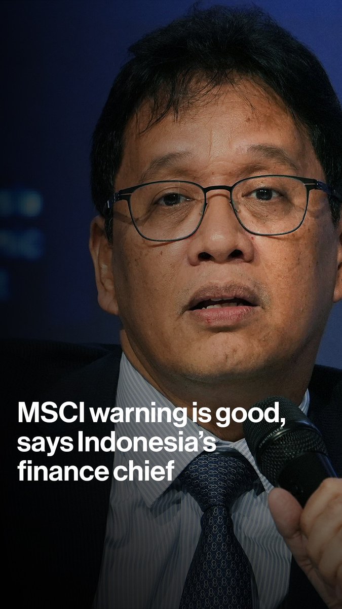 Indonesian Finance Minister Purbaya Yudhi Sadewa has said that the MSCI's warning — which sparked a selloff in the nation's stock market — is a good thing, as it highlighted a longstanding problem that hadn’t been addressed by previous administrations