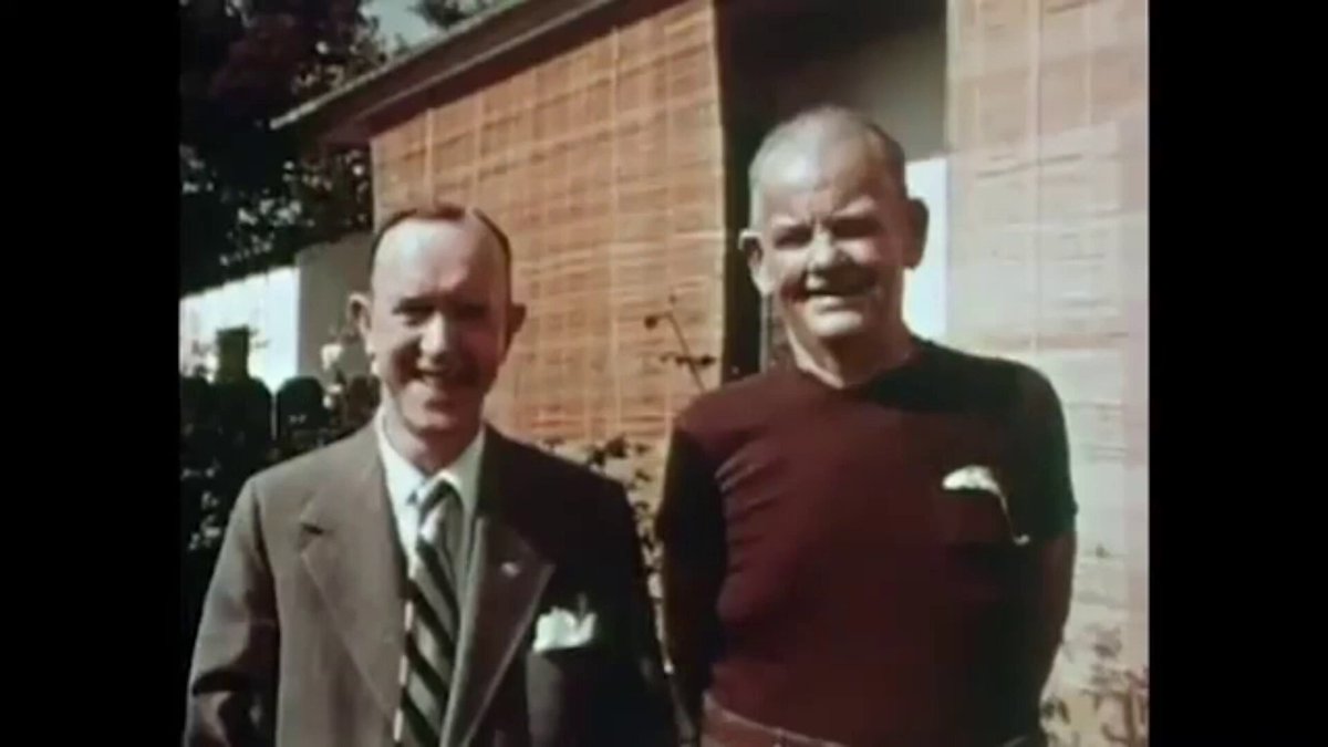 The poignant and sweet last bit of public film of Laurel and Hardy , 1956. Though both were ailing, it shows their humor and love for each other. A final, fragile glimpse of two souls who had spent a lifetime making the world - and each other - laugh. ( the young man is filmmaker John Wade)