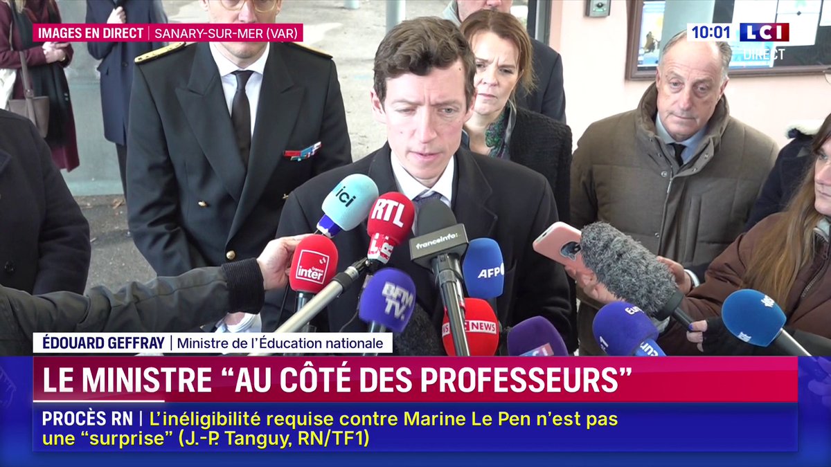 🔴 Professeure poignardée à Sanary-sur-Mer : "Je suis très ému, et en colère aussi parce que ce n'est pas acceptable... Il faut vraiment qu'on travaille collectivement à une réponse qui nous permette d'éradiquer ce fléau de la violence interpersonnelle", Édouard Geffray