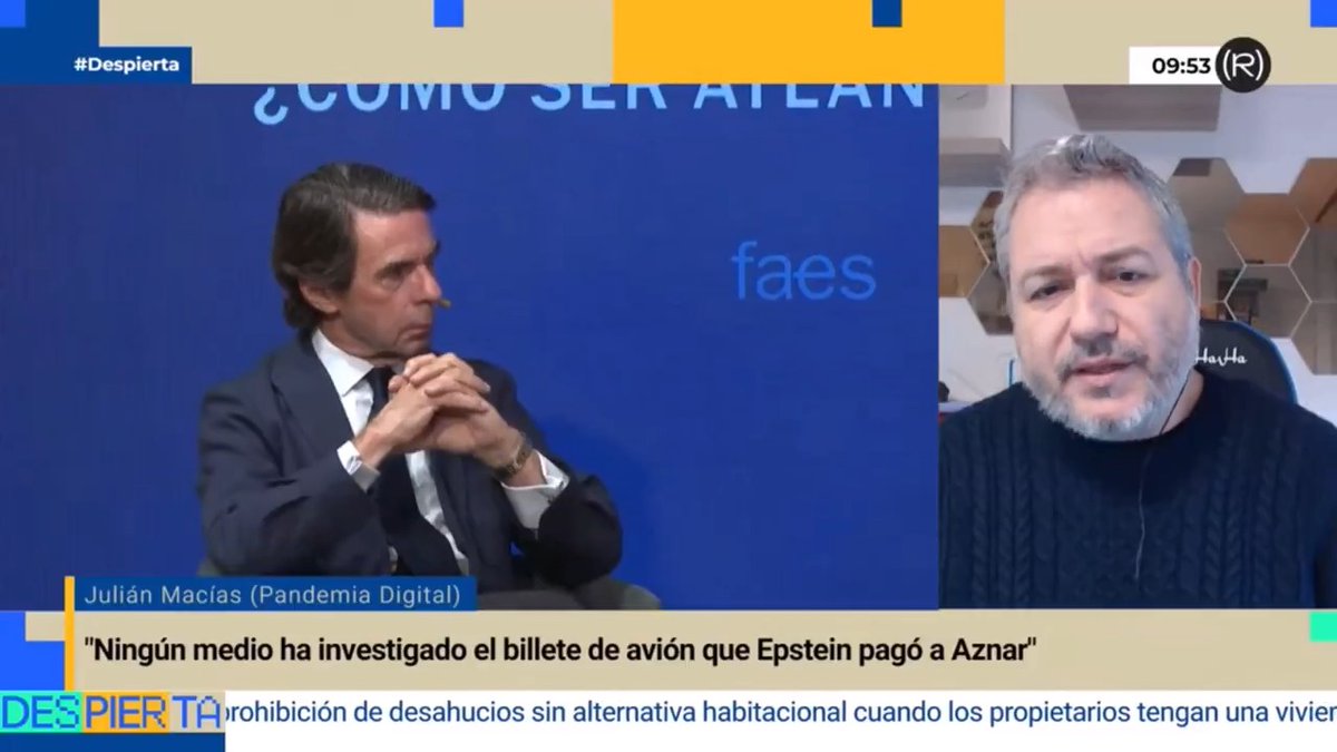 ¿Por qué pagó Jeffrey Epstein un billete de avión a José María Aznar? ✈🤔 Julián Macías Tovar habla de ello 👇🏽 📺 DESPIERTA!