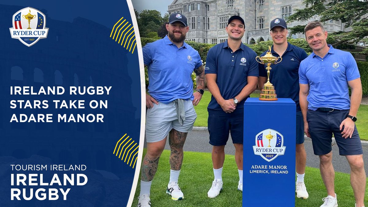 O'Driscoll & Porter 🆚 Van Der Flier & Lowe With the Guinness Men's Six Nations starting tomorrow, we look back on when Irish Rugby stars took on 2027 Ryder Cup venue Adare Manor.