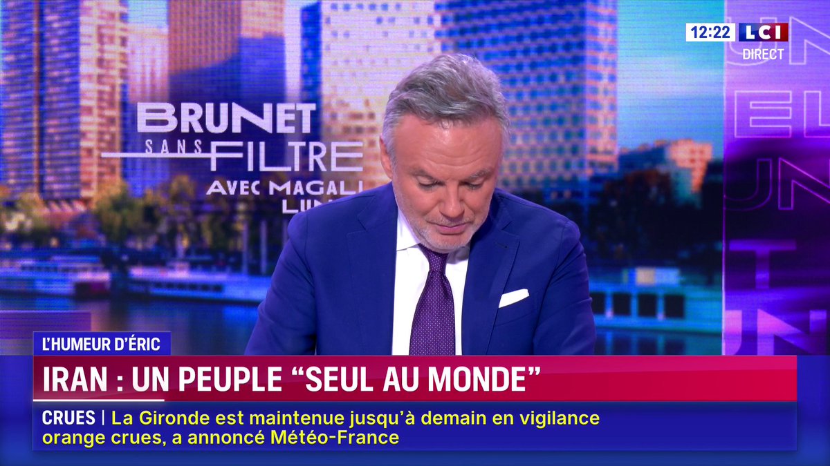 🔴 Iran : un peuple "seul au monde" ▶️ L’édito d’Eric Brunet dans « Brunet sans filtre », du lundi au vendredi de 12h à 15h sur LCI