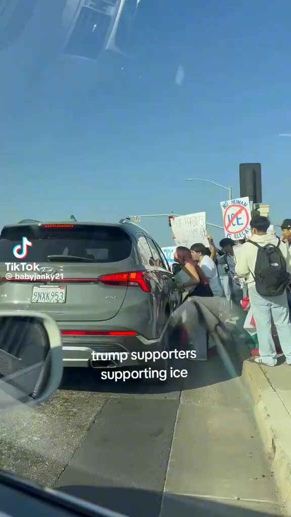 Car is surrounded and attacked while trying to make a turn at a red light by school kids who walked out of their school to protest against ICE. These young thugs are putting the community and themselves in harms way and any school or teacher who is encouraging walkouts is responsible for anything that happens.