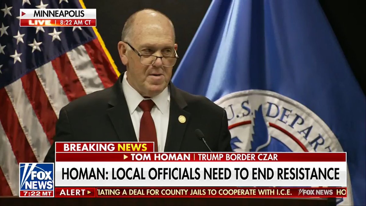 BORDER CZAR TOM HOMAN: "I've worked for six presidents and ten administrations. When it comes to public safety, border security, immigration enforcement, no one has done it better than President Trump." "His success is unprecedented."