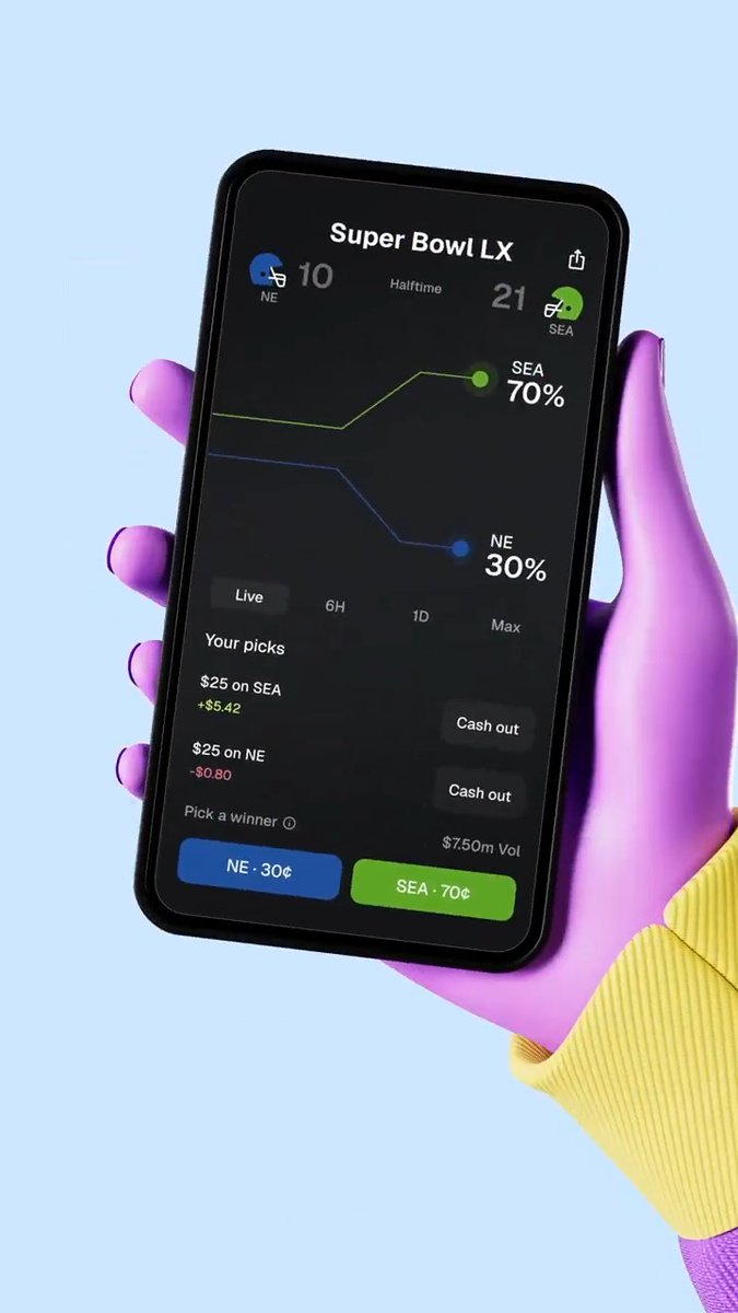 Don't just watch the big game. 🏈 React to every play in the palm of your hand. Live sports predictions are now on MetaMask Mobile. Powered by Polymarket. 🦊 💙 #SBLX