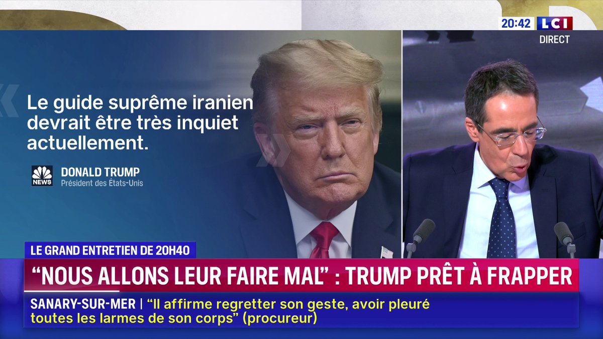 🔴 Négociations annulées : "Le Guide suprême iranien devrait être très inquiet", déclare Donald Trump 🗣️ "Intervenir maintenant en Iran n’aboutira pas à un changement de régime par les Iraniens eux-mêmes" : Xavier Tytelman, consultant aéronautique et défense.