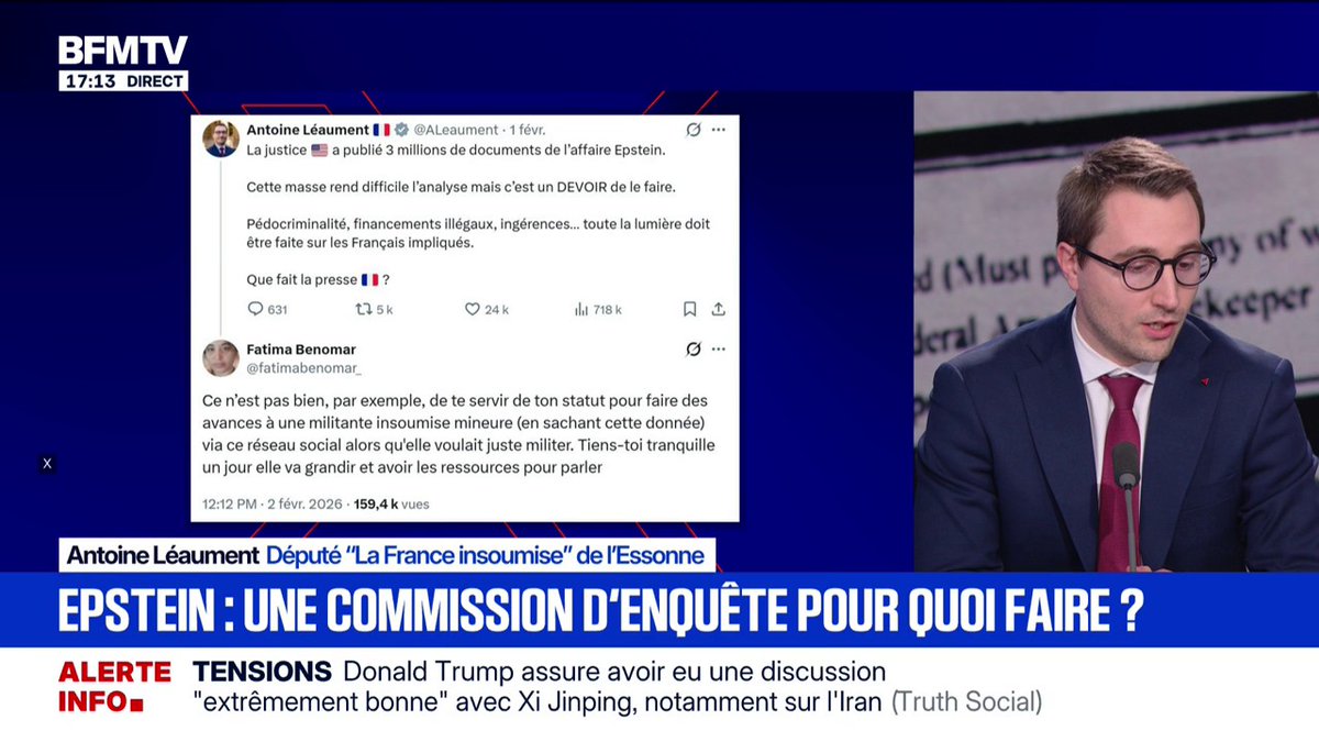 "Jamais de ma vie je n'aurais essayé de séduire une mineure": Antoine Léaument (LFI) répond aux accusations d'avances sur une militante insoumise mineure
