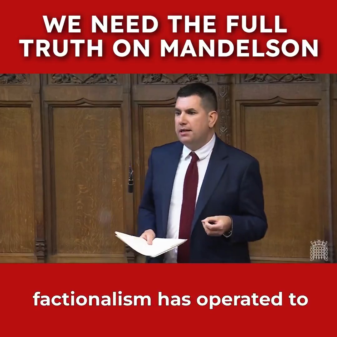 Peter Mandelson’s ongoing relationship with Epstein was well known long before his appointment as US Ambassador. But a culture of nasty factionalism in the Labour Party meant a blind eye was turned and he was promoted regardless. From my speech in Parliament today.