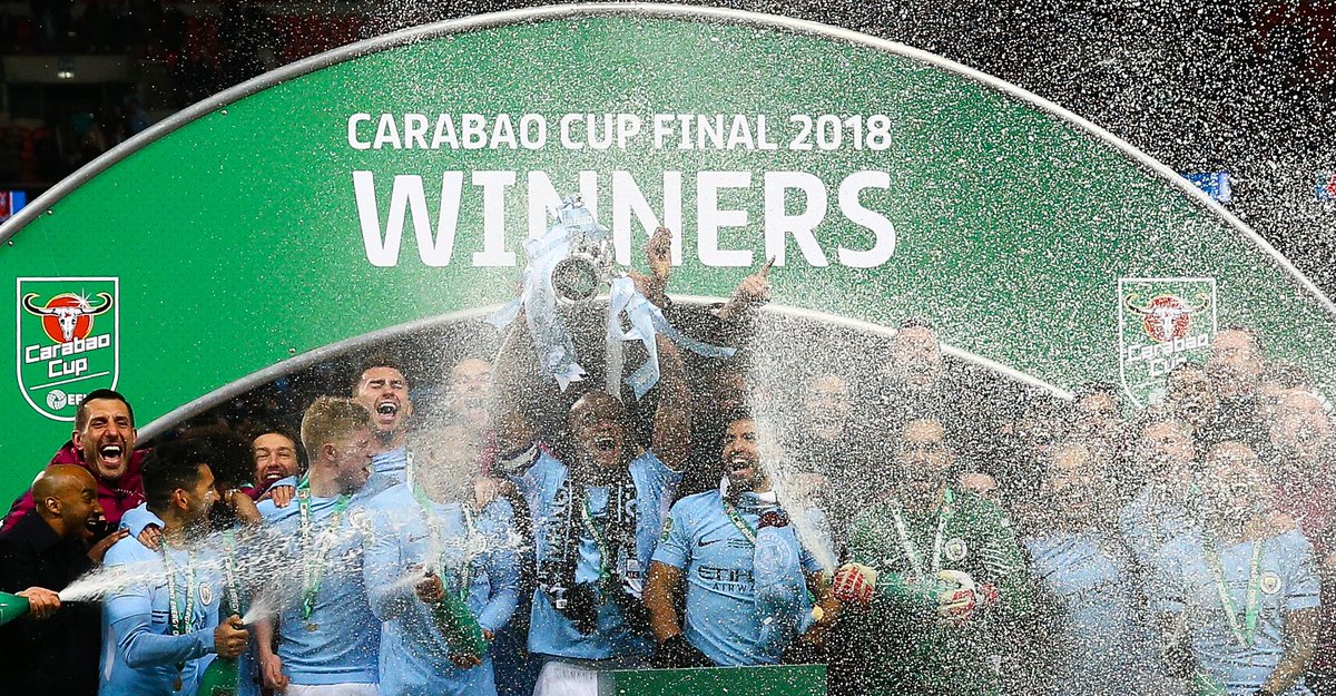 آخر نهائي جمع مانشستر سيتي ضد آرسنال في كأس الرابطة انتهى بفوز الـسيتي بـثلاثية نظيفة! 💙🏆