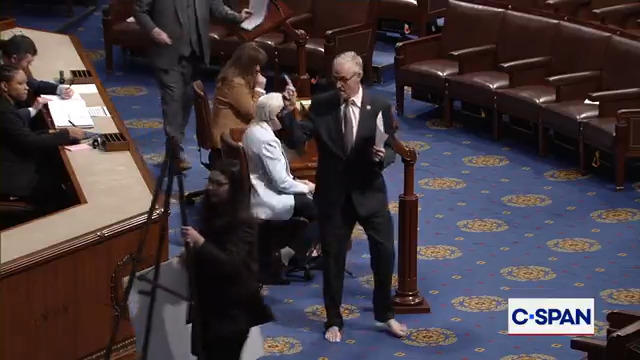 .Rep. Jared Huffman: "Mr. Speaker, let the record reflect I delivered these remarks barefoot in honor of Bobby Weir. I think he would appreciate that." Speaker pro temp: "Reminder to observe proper decorum on the floor..."