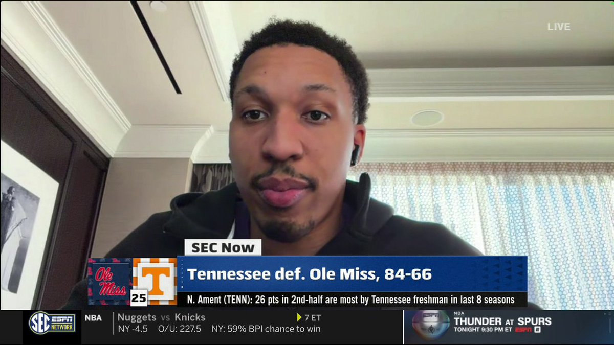 "He's a deserved lottery pick for a reason." Grant Williams gives props to Tennessee Basketball Nate Ament 👏