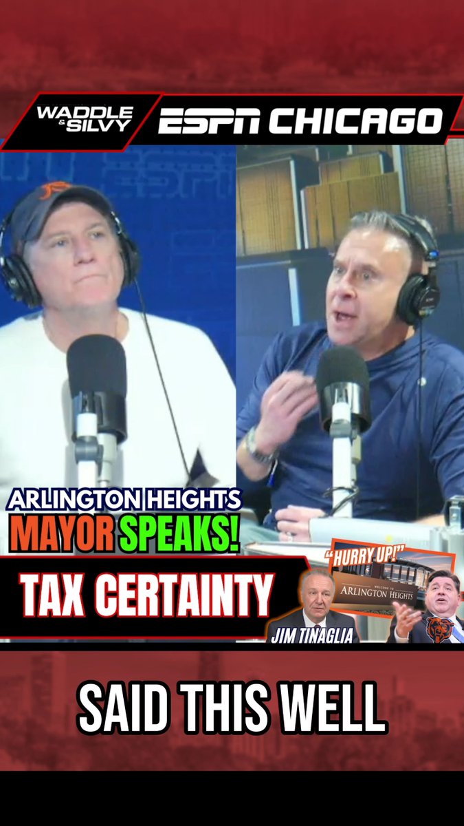 EXCLUSIVE: Arlington Heights Mayor Disagrees with ESPN Chicago Host on Tax Certainty! FULL CONVERSATION WITH ARLINGTON HEIGHTS MAYOR: @waddleandsilvy x @twaddle87 #ExclusiveInterview #JimTinaglia #ESPN1000 #ChicagoBears #StadiumTalk