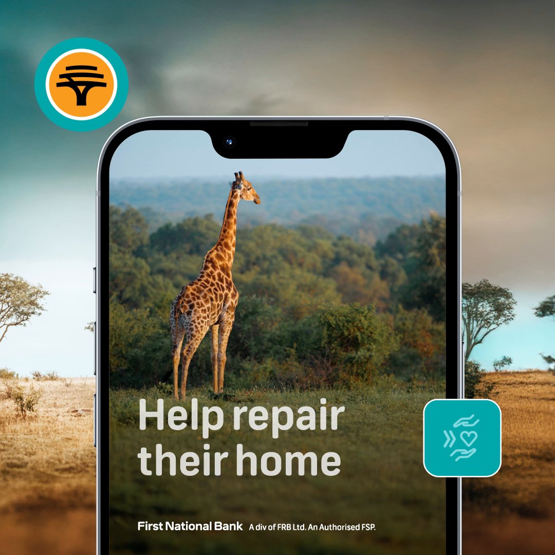FNB has donated R3.7 million but we need your help to restore the park to its iconic self 🦒 Donate cash or eBucks easily on the FNB App by going to nav» Care, clicking on 'Welfare & Humanitarian', and selecting ‘Emergency Relief’.