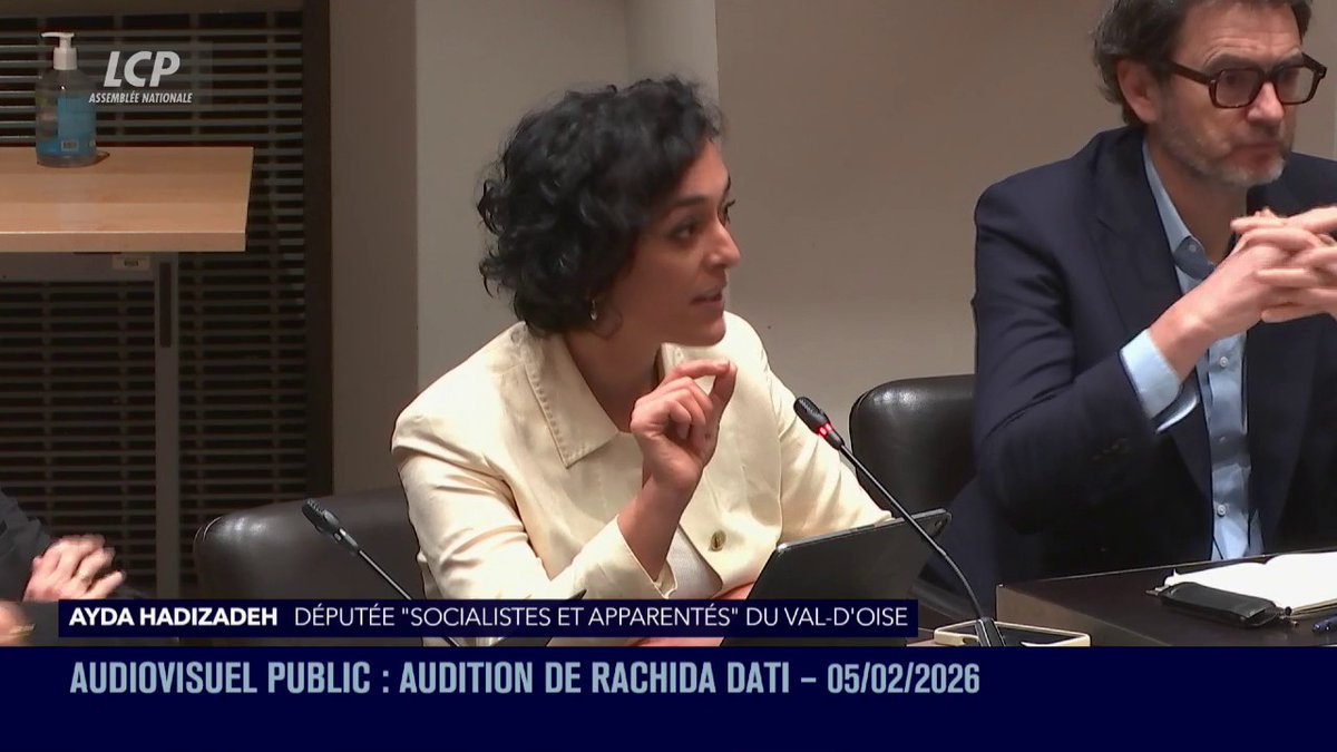 Accusations contre Complément d'enquête : "Vous avez dit être en possession de ces échanges. [...] Je demande à ce que vous les versiez à la connaissance du rapporteur et du président", demande Ayda Hadizadeh Députée (Socialistes) à Rachida Dati ن, qui ne le souhaite pas. "Je ne le ferai pas."