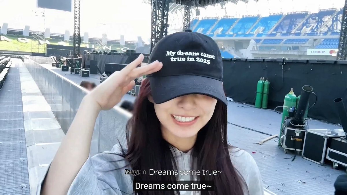 Tzuyu saying "My dream really came true" while walking around the Kaohsiung concert in her hat 🥹