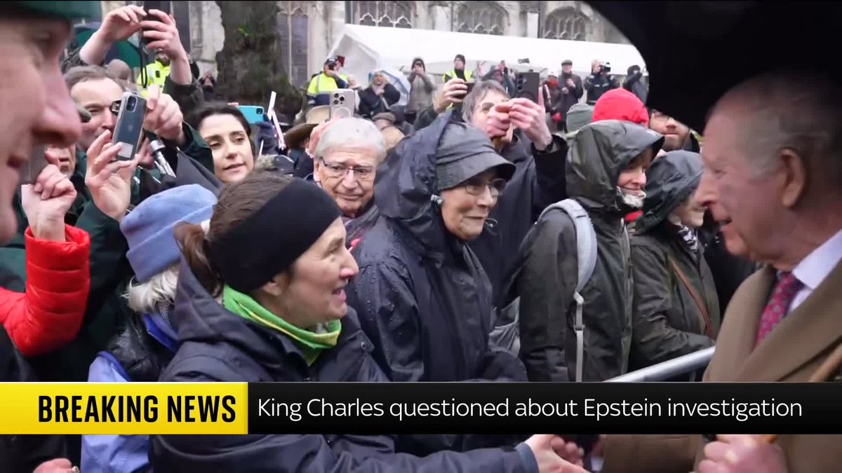 BREAKING: King Charles asked about Epstein while shaking hands with the public. The person asking is believed to be a journalist 📺 Sky 501, Virgin 602, Freeview 233 and YouTube