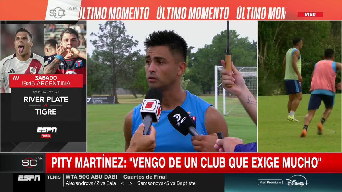 ยฟESPERA UN HOMENAJE? El Pity Martรญnez visitarรก el Monumental con la camiseta de Tigre para enfrentar a River y asรญ se expresรณ al respecto, con un lindo mensaje hacia los hinchas millonarios de por medio... ๐บ #SportsCenter | #DisneyPlus Plan Premium
