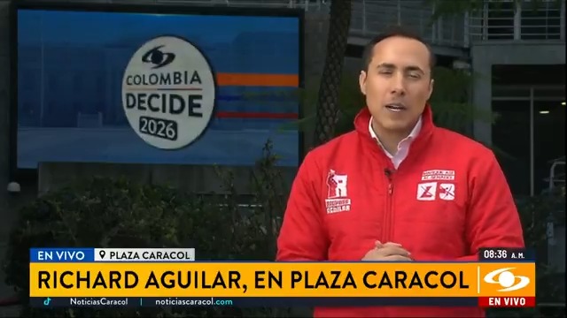 #ColombiaDecide2026 | Richard Aguilar, candidato al Senado por el Partido Liberal, habló en la Plaza Caracol sobre sus propuestas de cara a las elecciones del próximo 8 de marzo. Más en