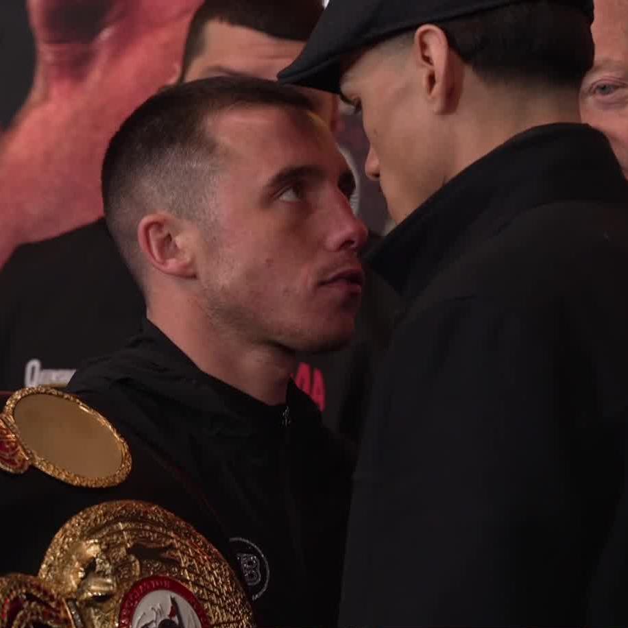 Nick Ball &amp; Brandon Figueroa face off at today's press conference ahead of their WBA featherweight world title clash in Liverpool this Saturday, Live on DAZN 📺