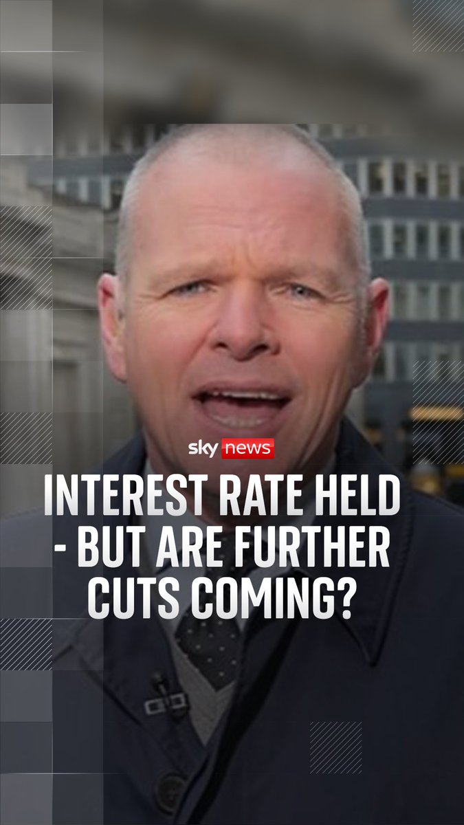 The Bank of England has held interest rates at 3.75% but signalled further cuts are now "likely" later in the year as inflation falls back to the Bank's 2% target faster than expected. Before today's decision, markets had priced in two further rate cuts this year - Paul Kelso