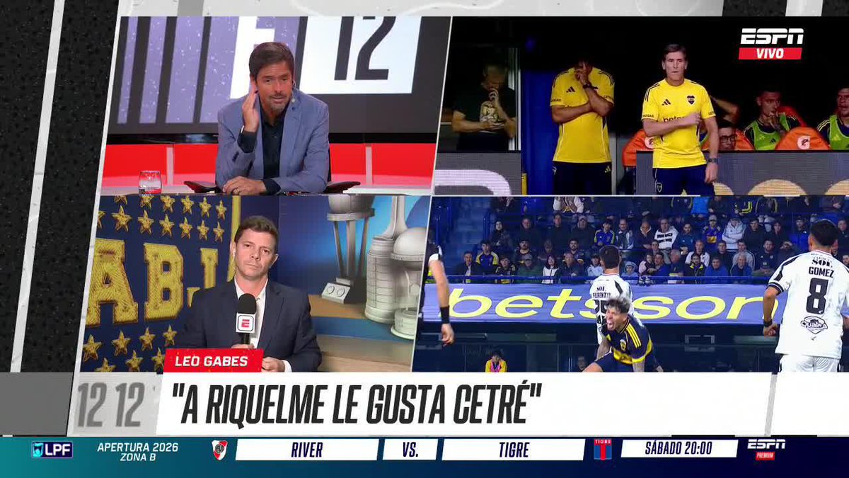 "A RIQUELME LE GUSTA CETRÉ" Leo Gabes contó que el colombiano es del interés de Boca. ▶️ Mirá #ESPNF12 en el Plan Premium de #DisneyPlus