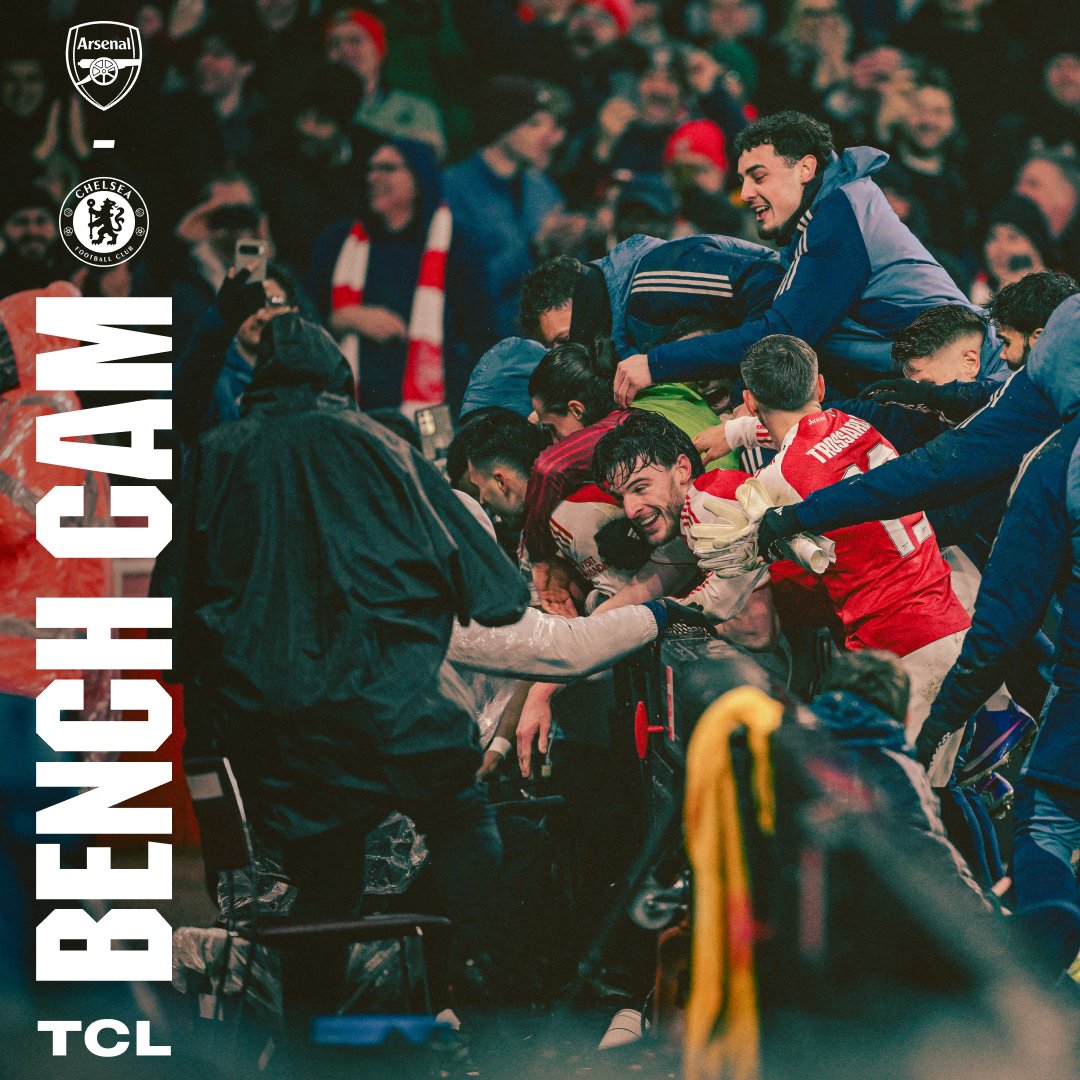 Kai raises the roof ❤️‍🔥 Bench Cam scenes from our dramatic late win over Chelsea 🎥