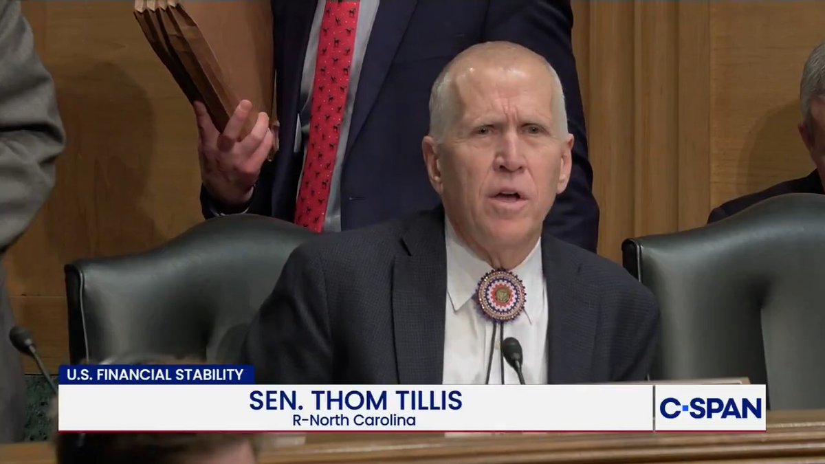 Sen. Thom Tillis criticizes the investigation into Fed Chair Jerome Powell, claiming he was "at the scene of the crime" that is alleged against him.