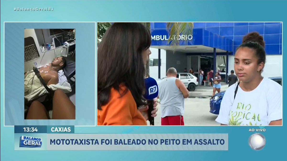 Bandidos atiraram num mototaxista que se assustou e tentou fugir, em Caxias. Ele levou um tiro no peito. #BalançoGeralRJ 🎥 Reprodução/Record Rio