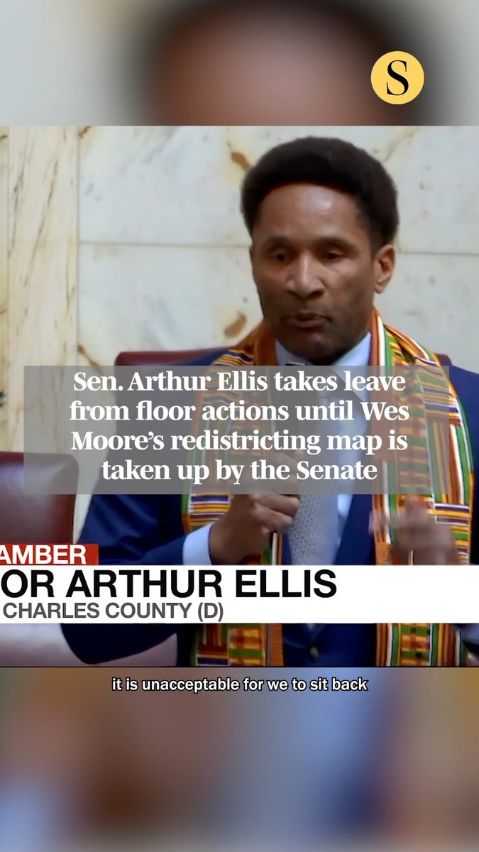 Senator Arthur Ellis launched a protest today in the Senate Chamber, taking a leave from floor actions until Gov. Wes Moore's redistricting map is taken up by the Senate. "I will not come back to this podium, and to give quorum to this body, until we bring the mid-cycle redistricting bill to this floor," Ellis said on Thursday. 🎥: MGA - Session - Senate