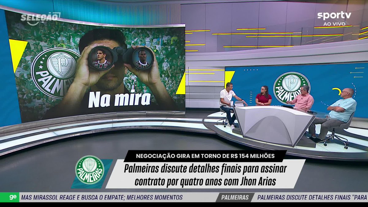 A crítica de Carlos Eduardo Lino no Sportv ao movimento do Flamengo de oferecer 22 milhões de euros (R$ 136 milhões) por Jhon Arias e fazer o Palmeiras pagar mais caro: “Você acha isso normal? Eu acho que é ridículo!” 🎥 sportv | ge