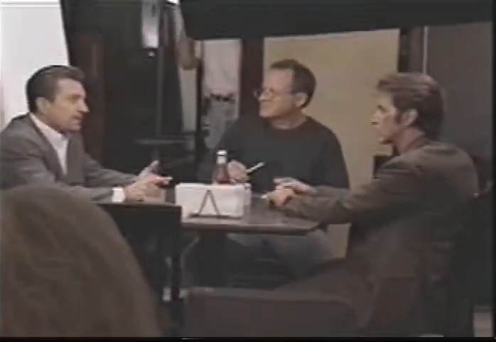 Happy 83rd birthday, Michael Mann! Here's Michael Mann directing Robert De Niro &amp; Al Pacino for the iconic Diner scene in "Heat" (1995).
