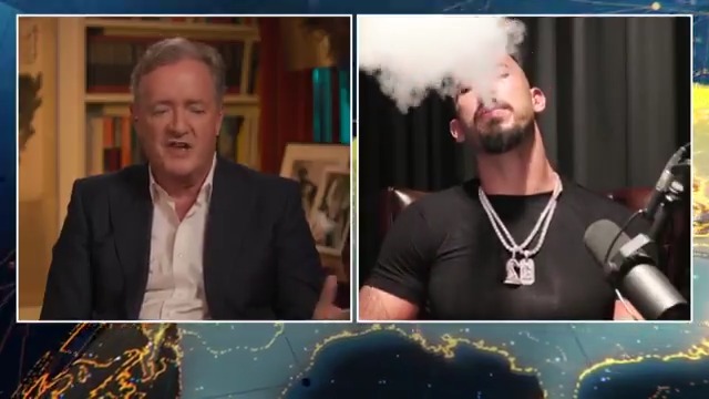 'I'm happy to talk about that... I've been 100% transparent and require other people to be.' Piers Morgan responds after Andrew Tate brings up his picture with Ghislaine Maxwell. Watch more👇 📺 Piers Morgan | Andrew Tate