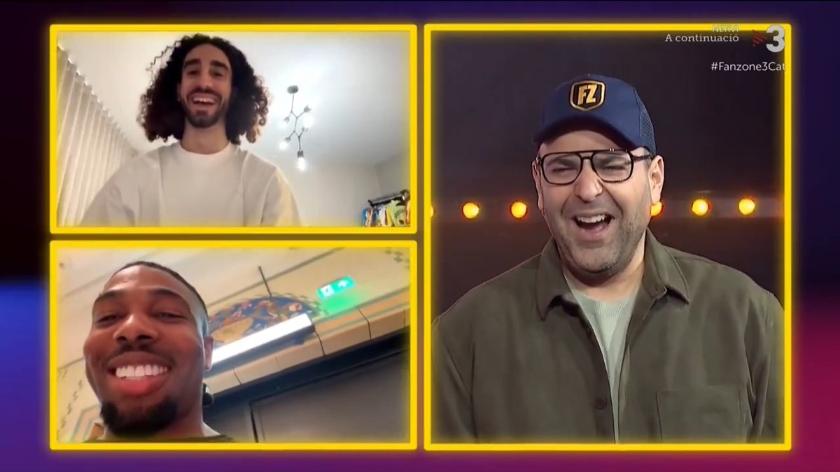 🔵🔴 "Ara estic tranquil perquè està en una pantalla" Marc Cucurella (Marc Cucurella) i Adama Traoré (Adama Traoré Diarra) fan les paus al #Fanzone3Cat després de la gran picabaralla del passat cap de setmana entre els jugadors del Chelsea i el West Ham ▶