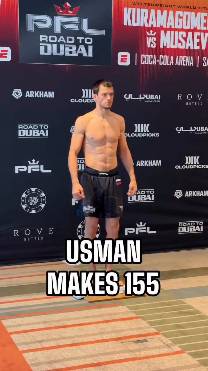 Usman Nurmagomedov makes 155 for his fight against Alfie Davis #PFLDubai 🇦🇪