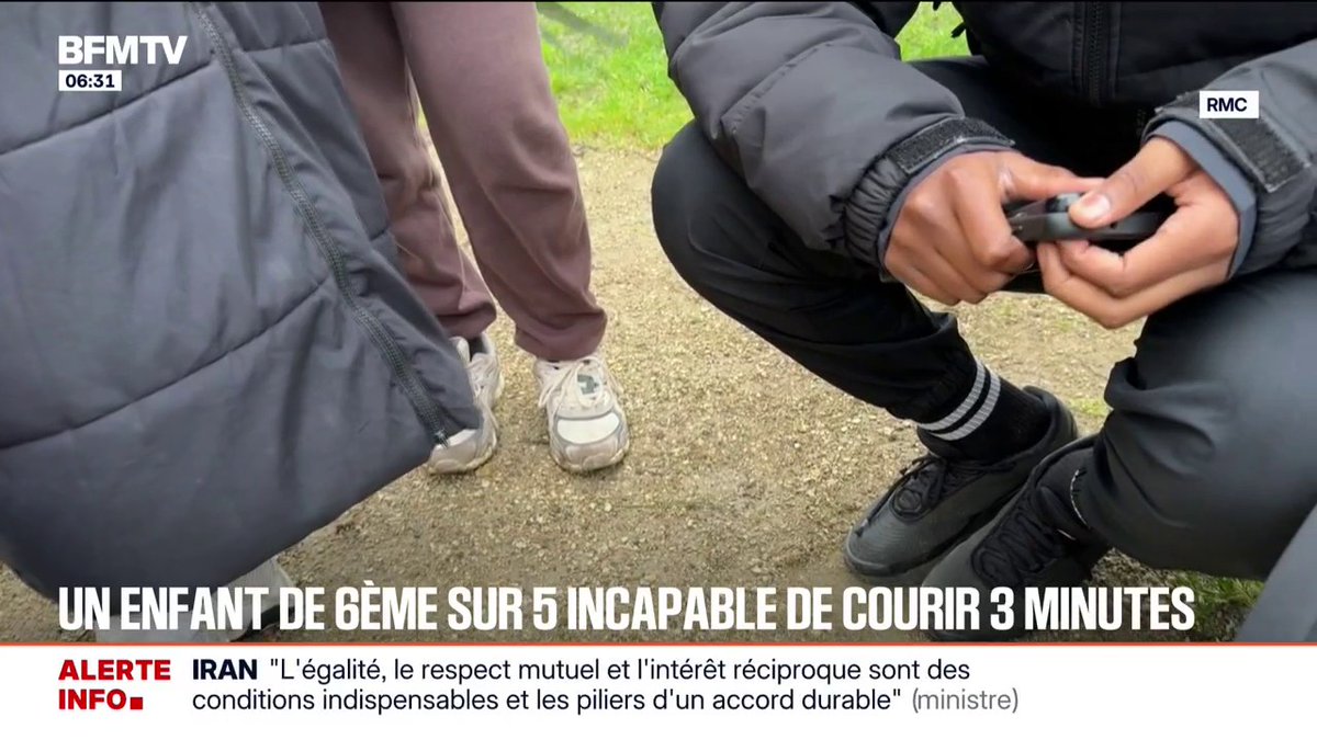 🚨🇫🇷🏃♂️➡️ FLASH Au collège, un élève sur cinq est INCAPABLE de COURIR plus de TROIS MINUTES.