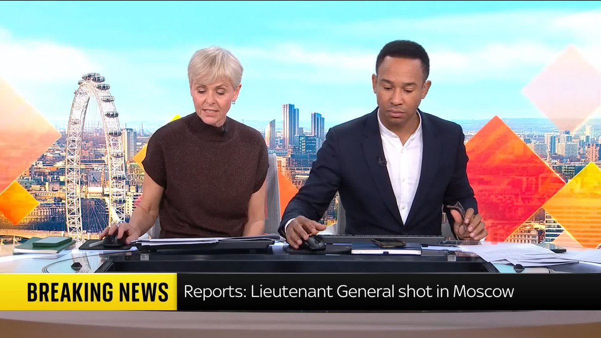 BREAKING: A senior Russian military official is in hospital after being shot in an assassination attempt in Moscow. Read more: 📺 Sky 501, Virgin 602, Freeview 233 and YouTube