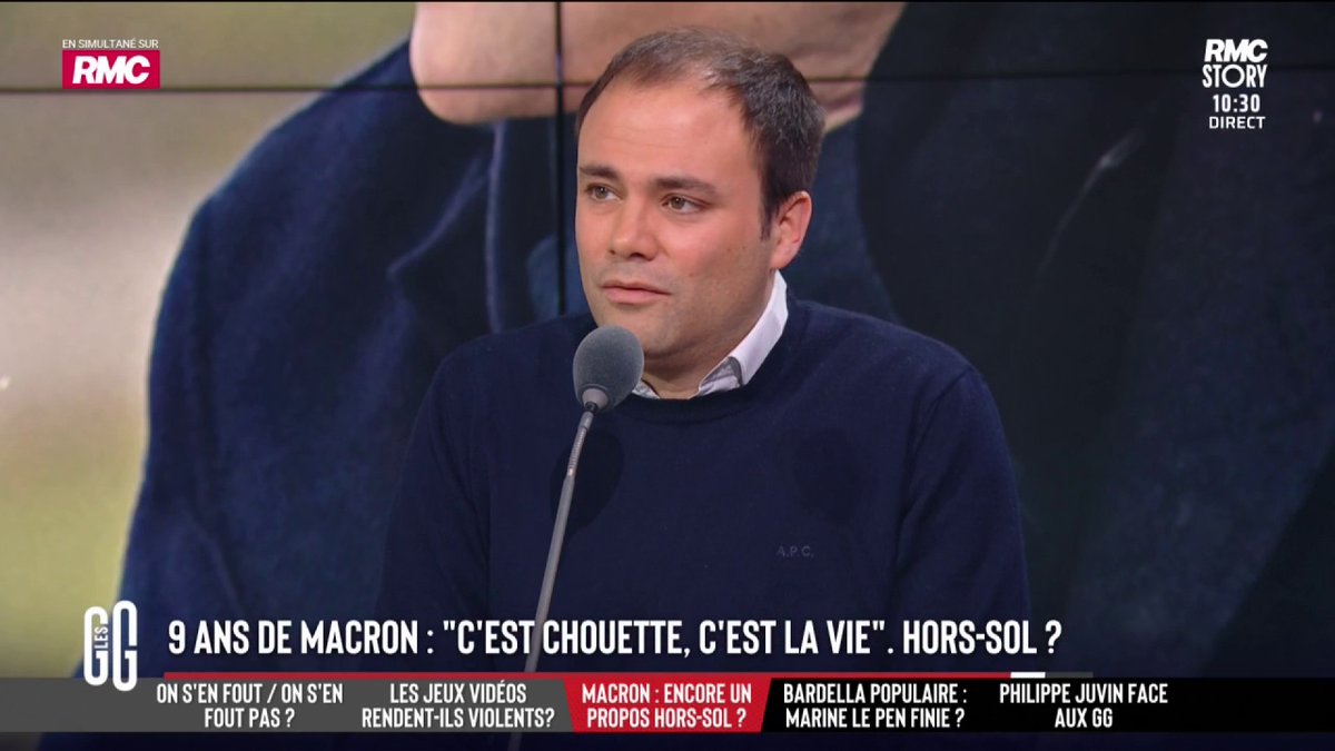 🇫🇷 "La France de Macron" : "On a épousé une époque ensemble, c'est chouette", réagit-il. 🎙️ Charles Consigny : "Je le trouve attendrissant, mais depuis 10 ans, le pays s'est affaibli" #GGRMC