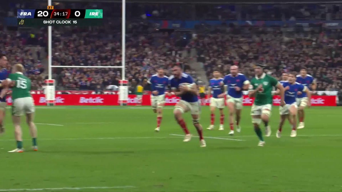 Having two 6'6 athletes in Guillard and Ollivon that play both back and second row is a brilliant asset for France. 18 tries in 49 caps for Ollivon now too, despite a number of serious injuries. A very good record for a forward. #FRAIRL #SixNations