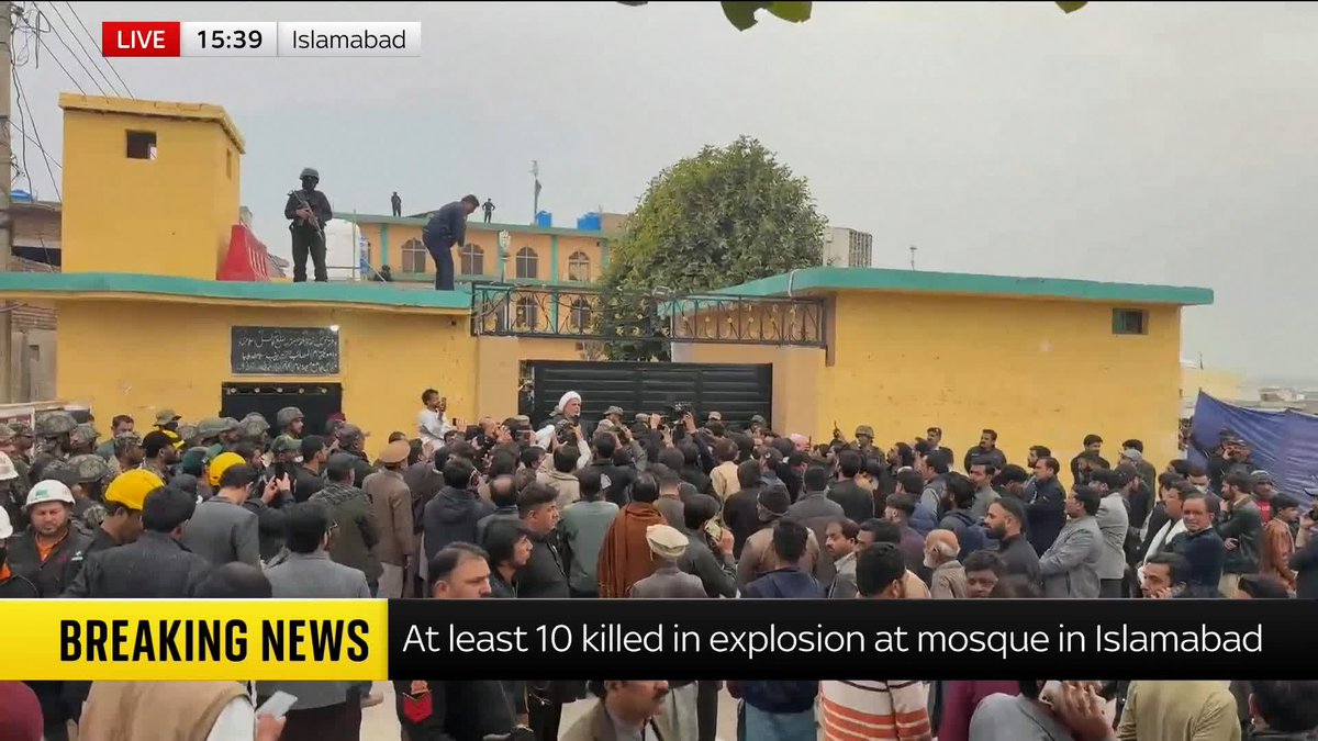 BREAKING: At least 10 killed and 40 others injured in explosion at mosque in Islamabad 📺 Sky 501, Virgin 602, Freeview 233 and YouTube