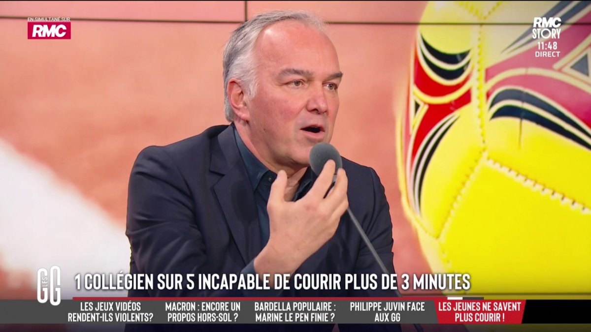 ⛹️♀️ 1 collégien sur 5 est incapable de courir plus de 3 minutes Olivier Truchot : "Il y a une responsabilité des parents. Oui, c’est pénible de faire manger des légumes" DrJérômeMarty : "Comme ça peut l'être de les emmener au rugby et de se peler en bord de touche" #GGRMC