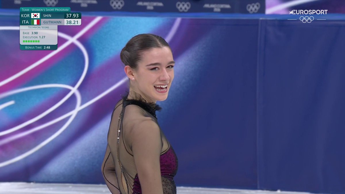 LARA NAKI GUTMANN È MERAVIGLIOSA ✨✨ La giovane azzurra tira fuori il miglior programma corto della sua carriera nel singolo femminile del team event di pattinaggio di figura: Lara totalizza 71.62 e l'Italia è terza in classifica 💙⛸️ #HomeOfTheOlympics #MilanoCortina2026