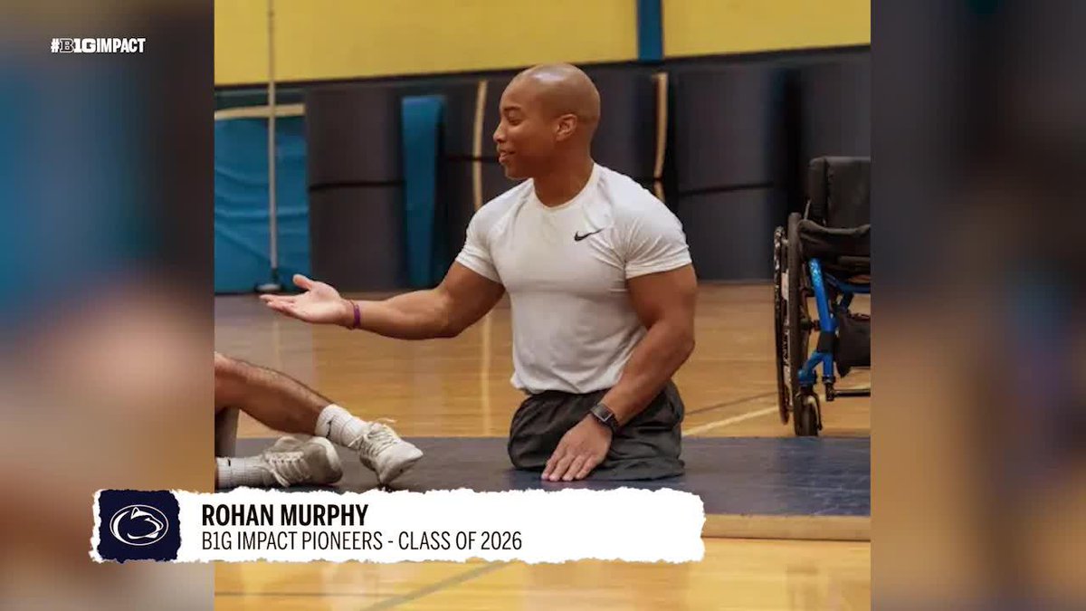 He's the first double amputee to wrestle at the D-I level, and he went on to win bronze at the IPC Powerlifting World Championships 👏 Former Penn State Wrestling walk-on Rohan Murphy is the latest member of the #B1GImpact Pioneers Class of 2026. #BlackHistoryMonth