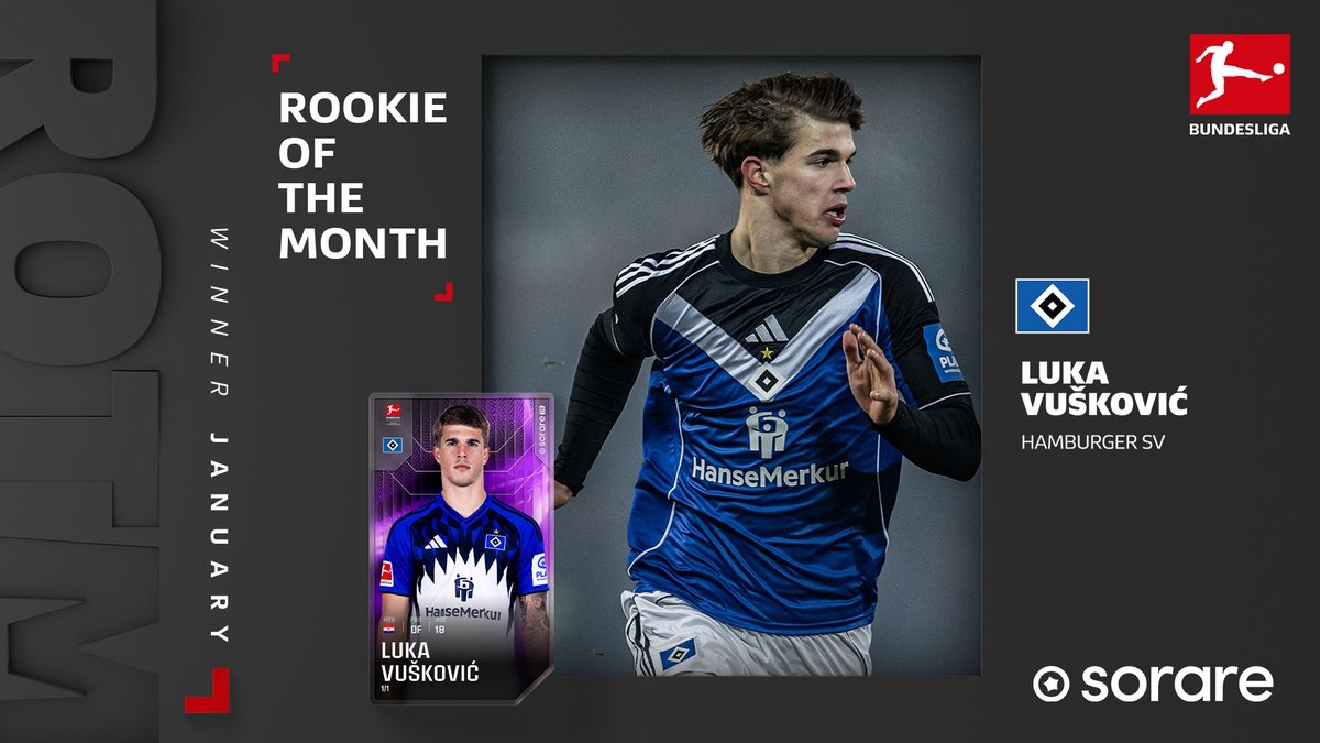 Your #BLRookie of the month for January - Luka Vušković! 🤩🔥 #Bundesliga | Hamburger SV | Sorare | #Sorare