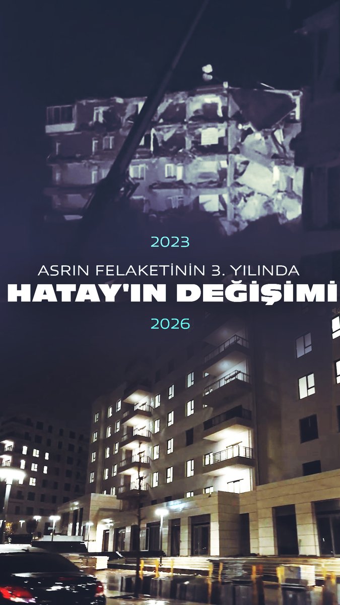 6 Şubat 2023’te farlar felaketin izlerini aydınlatıyordu... Bugün ise Hatay'ın yenilenen sokaklarına vuruyor. İşte 3 yılın ardından kentin değişimi... #TürkiyeminGücüneBak