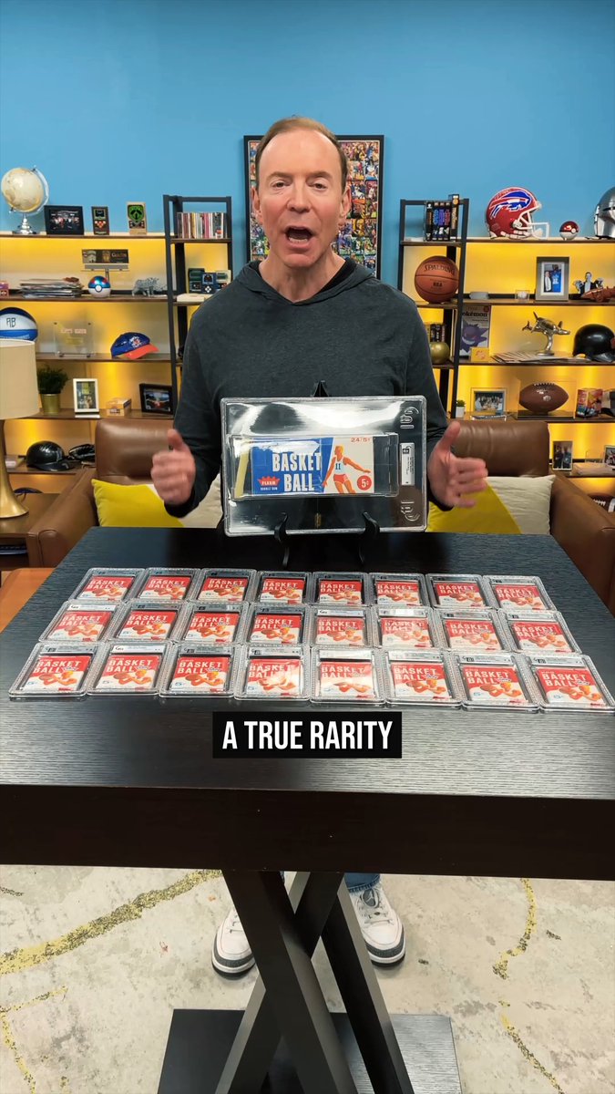 I don’t say this lightly — this is a piece of basketball history 🏀🤩 An original 1961–62 Fleer Basketball box with all 24 unopened wax packs, every single one authenticated and graded by GAI. This is the legendary set featuring the Wilt Chamberlain, Jerry West, and Oscar Robertson rookie cards, all from one intact box. Bid on this and other incredible collectibles available now in our historic Goldin 100 Auction:
