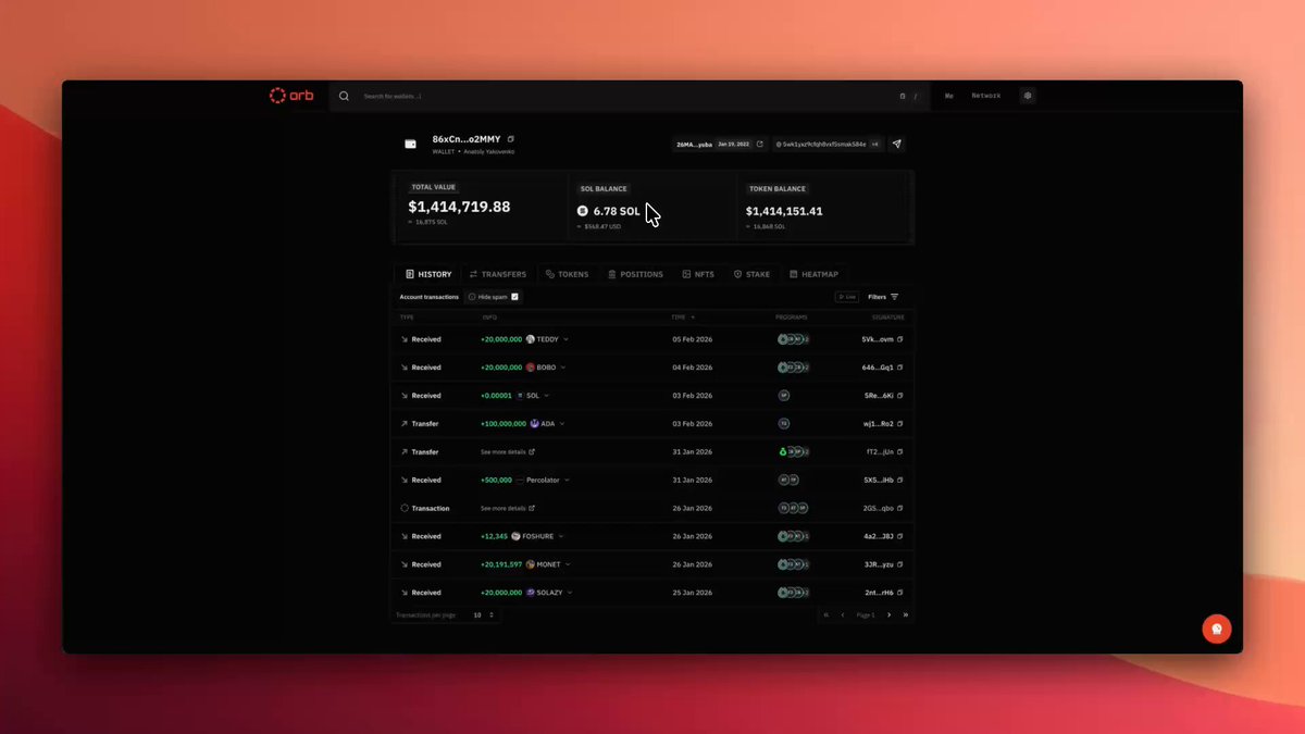 you can now ai chat with solana addresses, tokens, and markets on orb you can also analyse transactions or account histories to sleuth and demystify anything about solana this is costing me a lot of credits so you better enjoy
