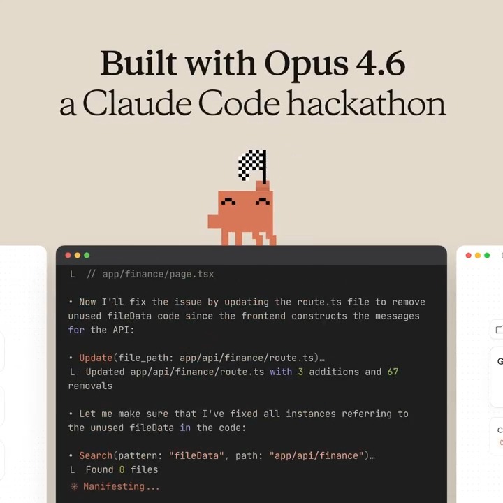 Announcing Built with Opus 4.6: a Claude Code virtual hackathon. Join the Claude Code team for a week of building. Winners will be hand-selected to win $100K in Claude API credits. Apply here: