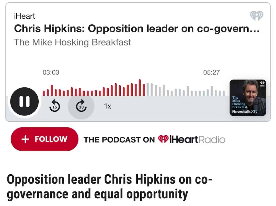 LISTEN: Chris Hipkins confirms that Labour will introduce more co-governance arrangements and reinstate Maori names for government departments if returned to power.