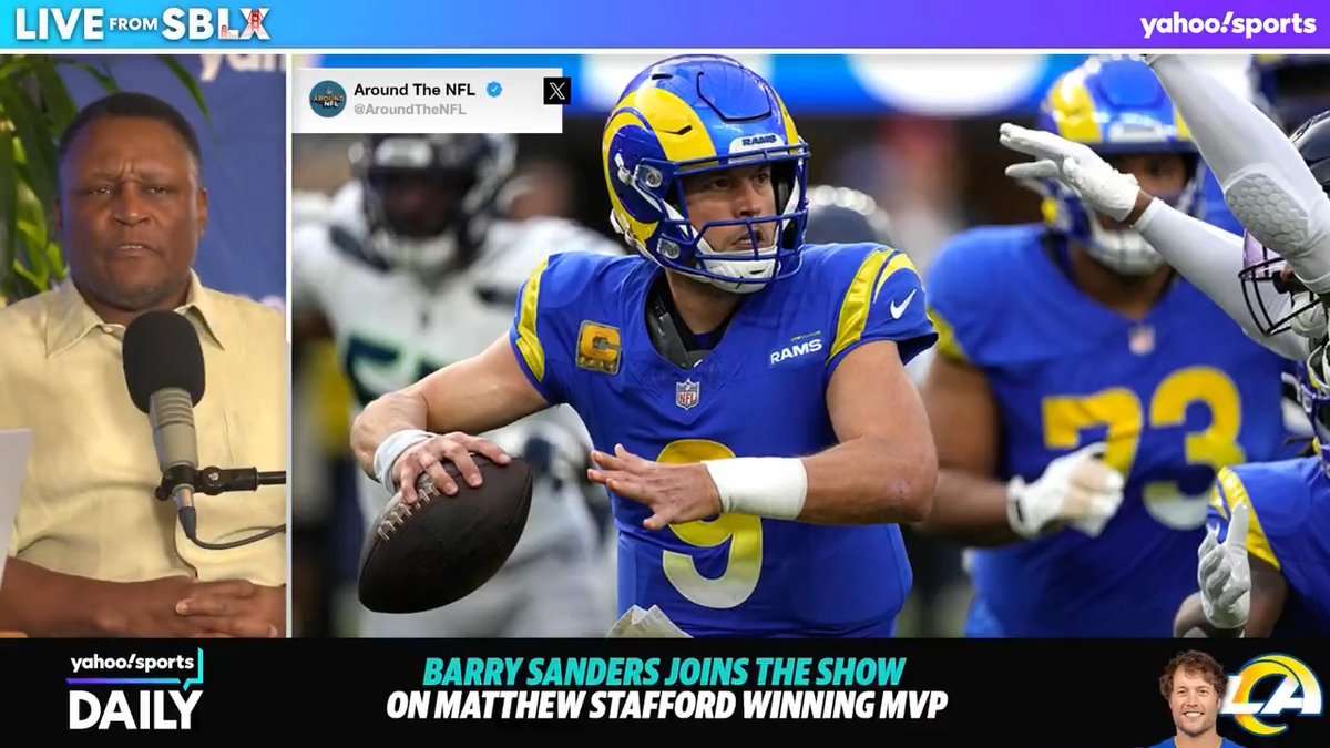 "I think there's a lot of us cheering him on." 💯 Barry Sanders on former Lions supporting MVP QB Matthew Stafford 🦁 (via Yahoo Sports Daily)